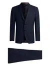 Etro Single-breasted Striped Wool Suit In Blue