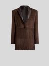 Etro , Single-breasted Suede Jacket With Fringing, Woman, Dark Brown, Size 46 In Brown