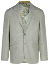 Etro 'roma' Grey Wool Blend Blazer In Grigio