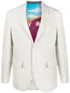 Etro Linen Single-breasted Blazer In Neutrals