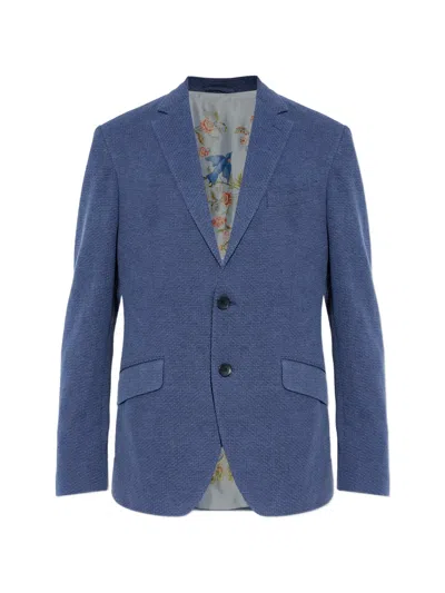 Etro Single-breasted Textured Blazer In Blue