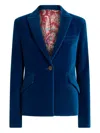 Etro Single-breasted Velvet Blazer In Blue