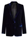 Etro Single-breasted Velvet Blazer In Blue