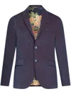 Etro , Velvet Blazer, Man, Navy Blue, Size 52 In Blue