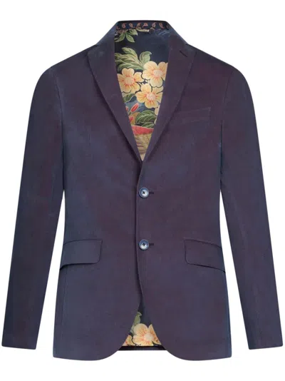 Etro , Velvet Blazer, Man, Navy Blue, Size 52 In Navyblau