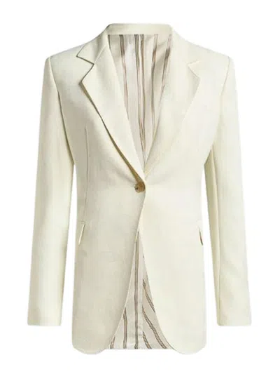 Etro Single-breasted Viscose Blazer In White