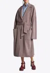 Etro Single-breasted Wool Blend Coat In Pink