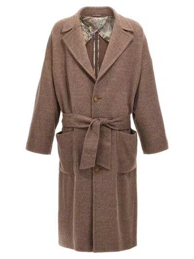 Etro Single-breasted Wool Coat Coats, Trench Coats In Beige