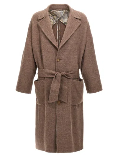 Etro Single-breasted Wool Coat In Neutral