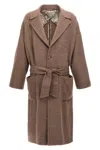Etro Single-breasted Wool Coat In Brown