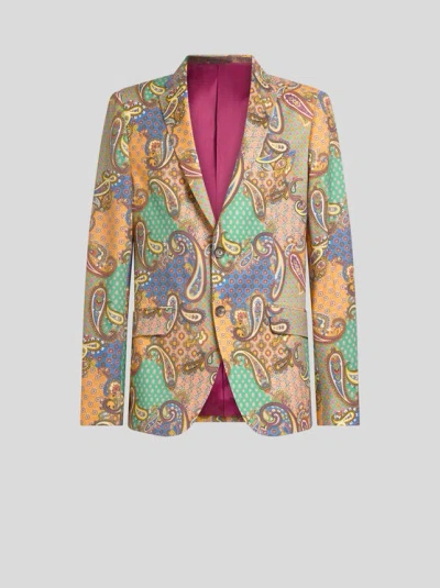 Etro Single-breasted Blazer In Orange