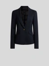 Etro Single-breasted Jacquard Blazer In Blue