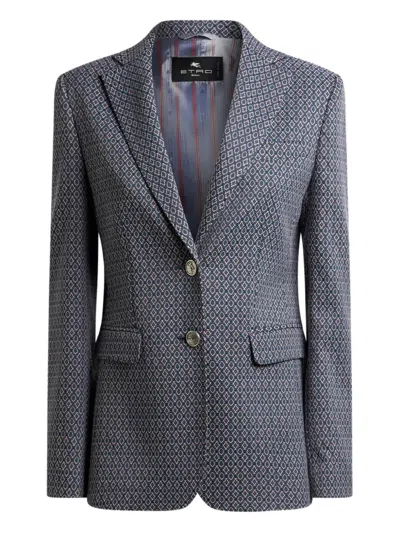 Etro Single Button Closure Blazer In Blue