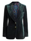 Etro Cotton-blend Velvet Blazer In Green