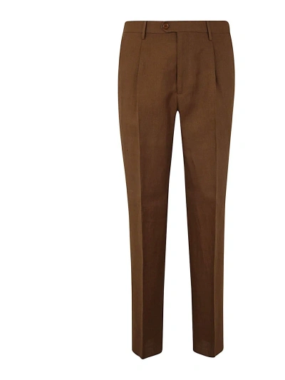 Etro Single Pleat Trousers In Brown