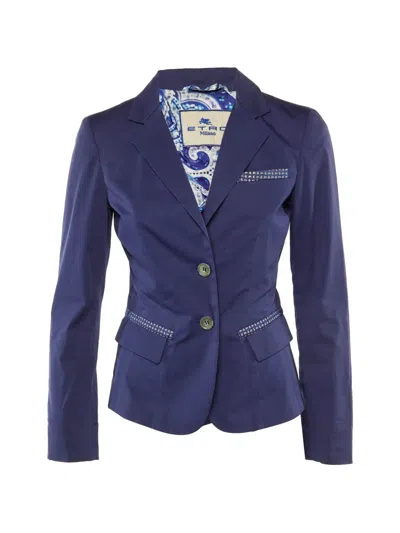 Pre-owned Etro Single-breasted Blazer In Blue