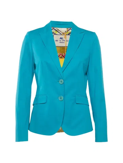 Pre-owned Etro Single-breasted Blazer In Blue