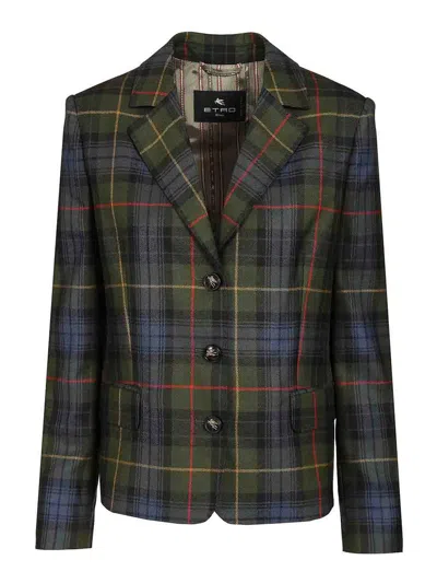 Etro Single-breasted Blazer In Multicolour