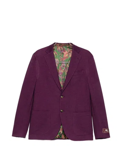 Etro Single-breasted Blazer In Purple