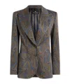 Etro Single-breasted Cotton-blend Jacquard Jacket With Paisley Motif In Brown