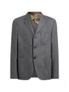 Etro Single-breasted Jacket In Plain-coloured Wool-blend Flannel In Multi