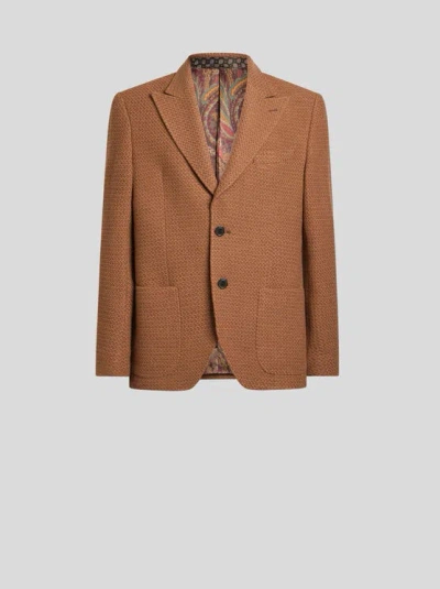 Etro Single-breasted Knit Cashmere And Wool Jacket In Multi