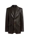 Etro Single-breasted Leather Jacket With Studs In 브라운