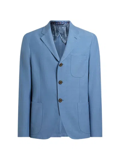 Etro Single-breasted Patch-pocket Blazer In Blue