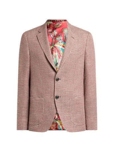 Etro Single-breasted Tweed Blazer In Red