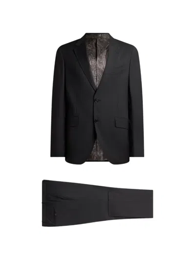 Etro Single-breasted Virgin Wool Suit In Multi