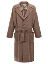 Etro Single-breasted Wool Coat In Taupe