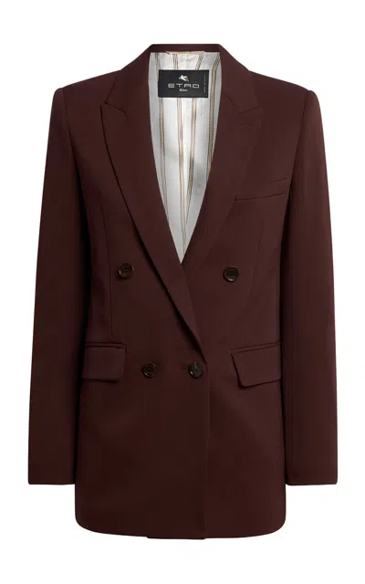 Etro Single-breasted Wool-blend Blazer In Brown