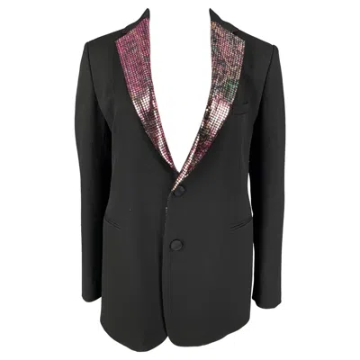 Pre-owned Etro Size 36 Black Metallic Wool Notch Lapel Jacket