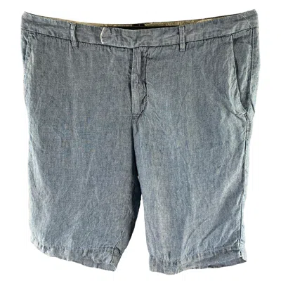 Pre-owned Etro Size 36 Blue Chambray Linen Shorts