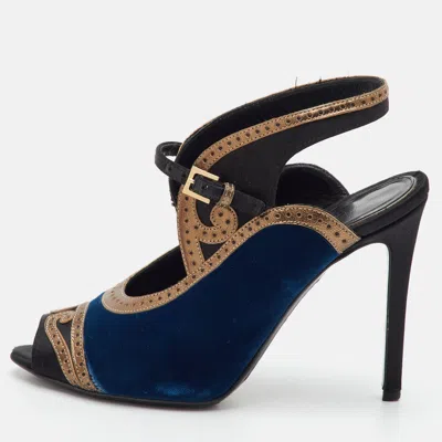 Pre-owned Etro Size 36 Multicolor Leather Satin And Velvet Ankle Strap Sandals