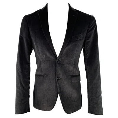 Pre-owned Etro Size 38 Black Corduroy Cotton Blend Notch Lapel Sport Coat