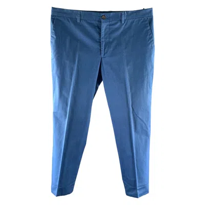 Pre-owned Etro Size 38 Blue Twill Cotton Flat Front Casual Pants