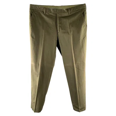 Pre-owned Etro Size 38 Green Olive Cotton Blend Casual Pants