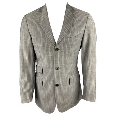 Pre-owned Etro Size 38 Regular Gray Stripe Wool / Mohair Notch Lapel Suit