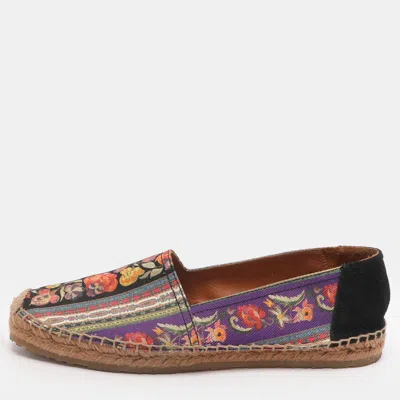 Pre-owned Etro Size 40 Multicolor Printed Canvas And Suede Espadrille Flats