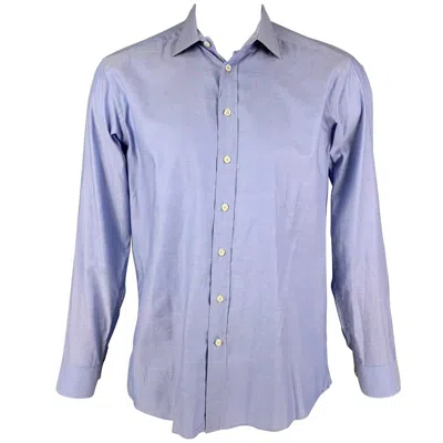 Pre-owned Etro Size 42 Blue Cotton Button Down Long Sleeve Shirt
