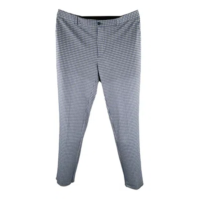 Pre-owned Etro Size 42 Navy Blue Print Viscose Blend Flat Front Dress Pants