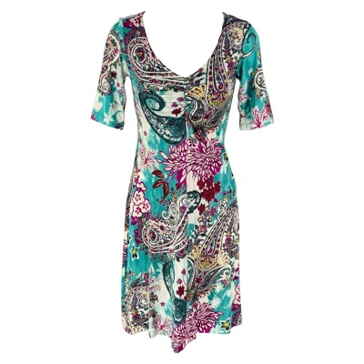 Pre-owned Etro Size 6 Green Multi-color Viscose Paisley Dress
