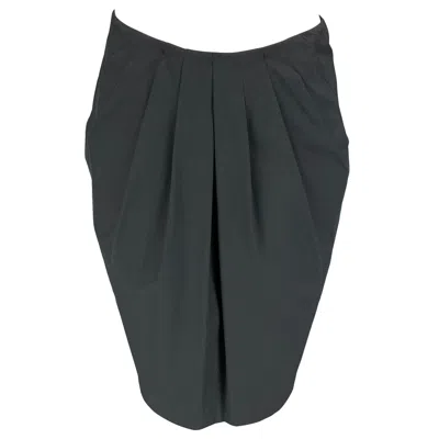 Pre-owned Etro Size 8 Slate Cotton Blend Pleated Skirt In Gray