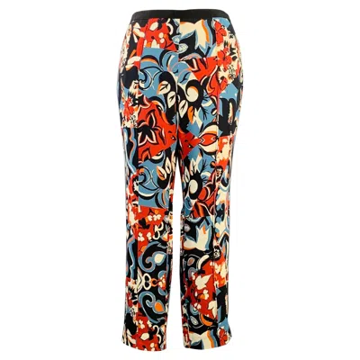 Pre-owned Etro Size L Black Multi Color Viscose Blend Abstract Floral Tapered Dress Pants