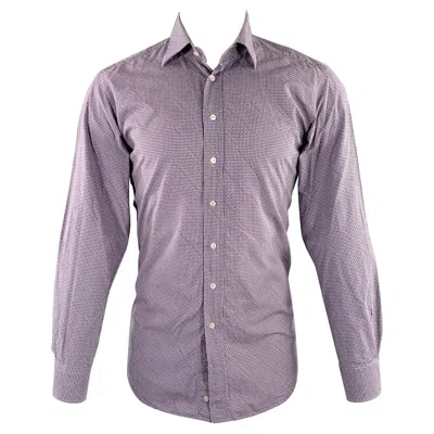 Pre-owned Etro Size M Purple Checkered Cotton Button Up Long Sleeve Shirt