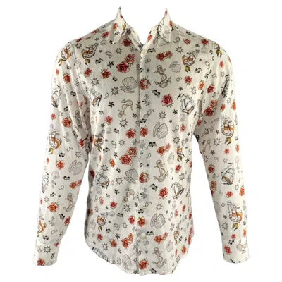 Pre-owned Etro Size S White Graphic Cotton Long Sleeve Shirt