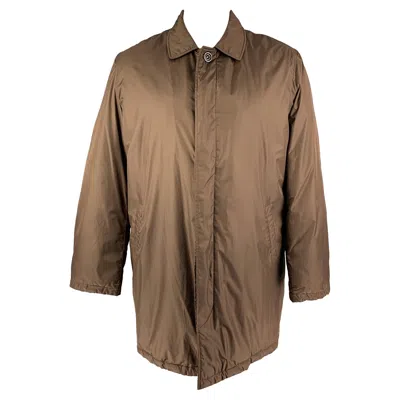 Pre-owned Etro Size Xl Brown Polyester Cotton Hidden Placket Coat
