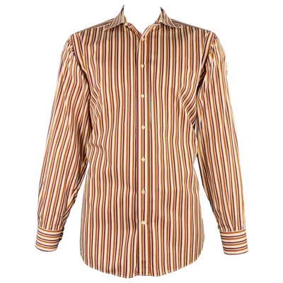 Pre-owned Etro Size Xxl Orange Multi Color Stripe Long Sleeve Shirt