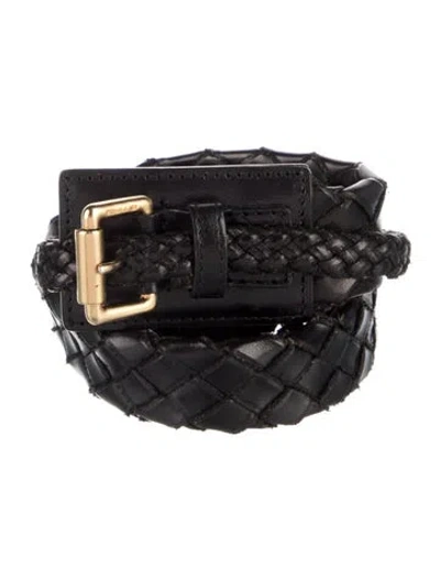 Pre-owned Etro Skinny Leather Belt In Black